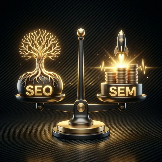 Ilustración editorial: SEO vs SEM: ¿Dónde invierto mis primeros 1.000€?